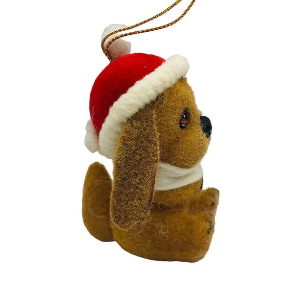 VTG Flocked Dingo Dog UNION WADDING CO SYDNEY CRITTER SITTER NOEL Xmas ORNAMENT - Picture 3 of 7